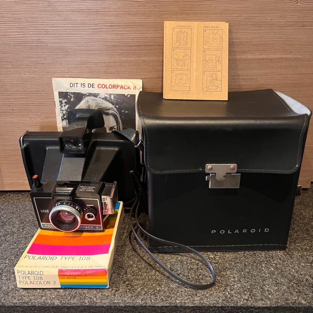 Polaroid Landcamera Colorpack II + Lederen tas + Manual, Audio, Tv en Foto, Fotocamera's Analoog, Gebruikt, Polaroid, Polaroid