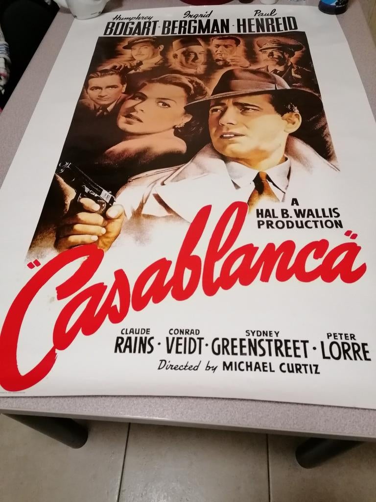 Cinema affiche   Bogart casablanca paar plekjes erop, Verzamelen, Posters, Ophalen, Gebruikt