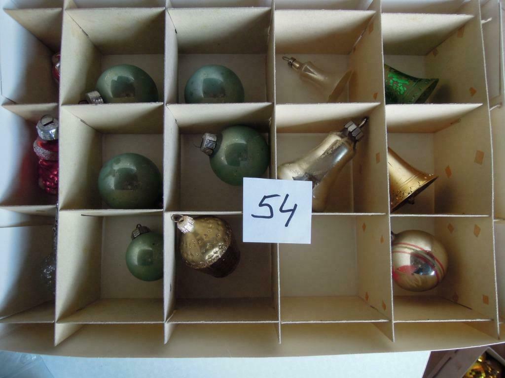N 54 kerstballen kerstklokje harp lantaarn pin breekbaar, Ophalen of Verzenden, Gebruikt
