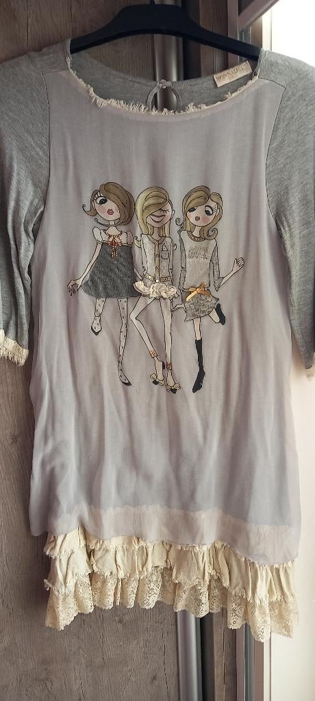 Grijze jurk met meisjes Monnalisa Chic maat 140, Meisje, Ophalen of Verzenden, Zo goed als nieuw, Jurk of Rok