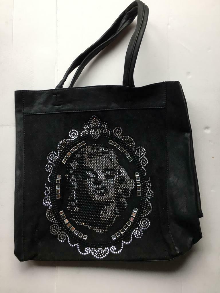 Handtas zwarte lederlook shopping bag, Verzenden, Zo goed als nieuw, Zwart, Overige merken