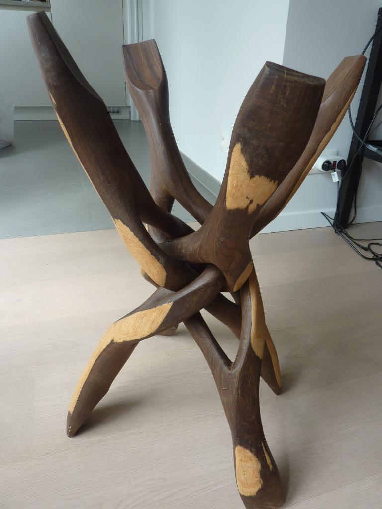 Vintage opklapbare Congolese tafelpoten (zonder tafelblad)., Ophalen