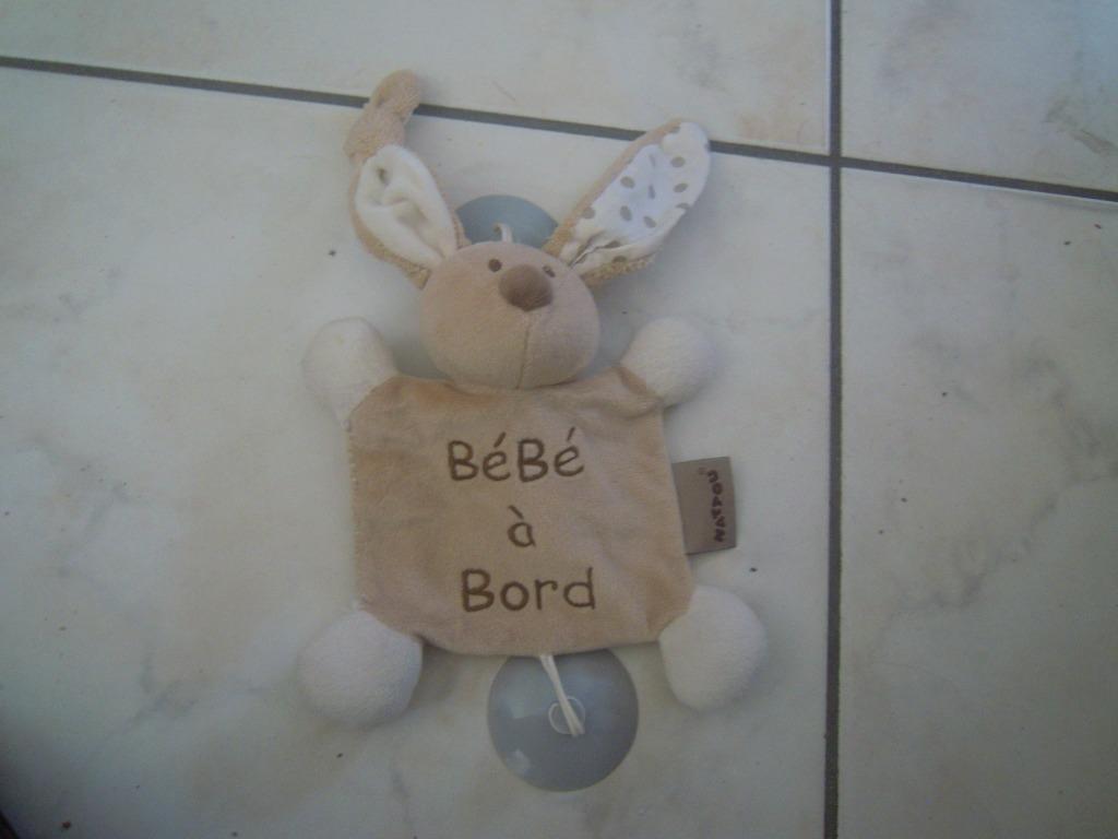 knuffel nattou bebe a bord konijn met zuignappen(doos pam), Ophalen of Verzenden, Nieuw, Konijn