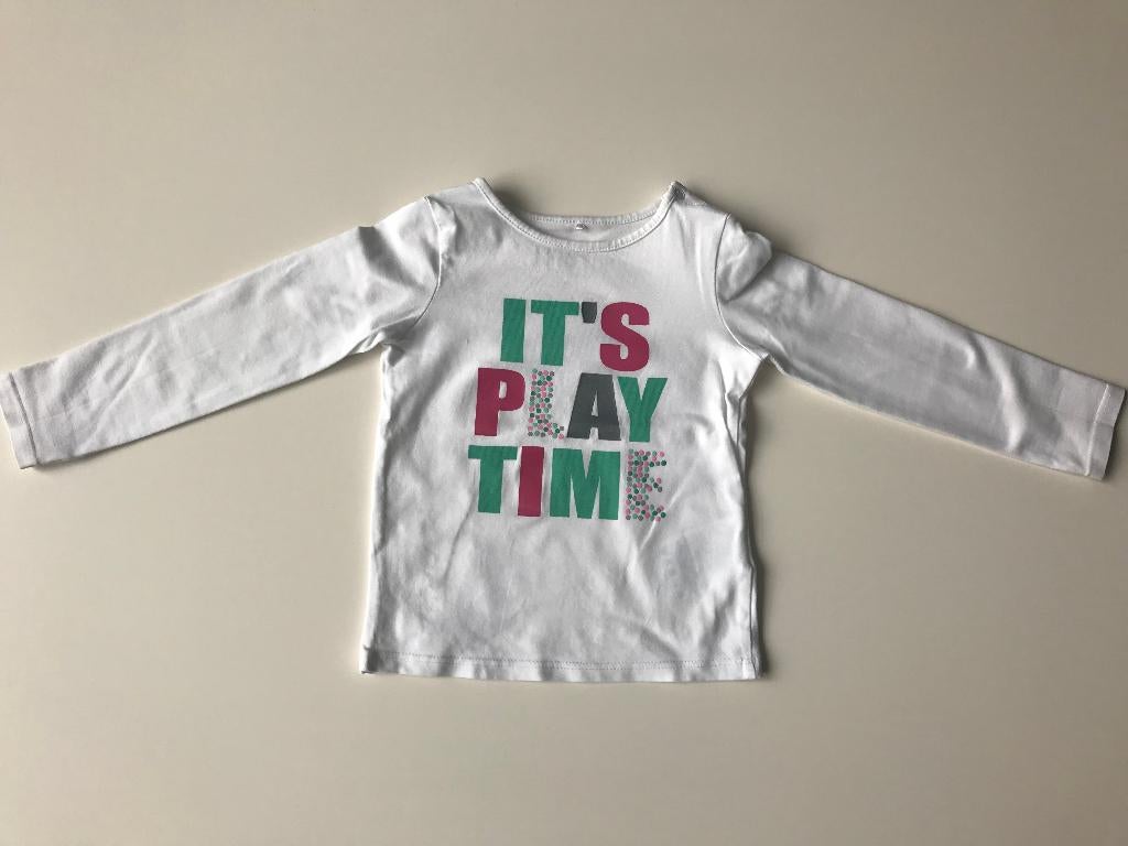 Witte t-shirt met lange mouwen maat 92, Kinderen en Baby's, Kinderkleding | Maat 92, Meisje, Ophalen of Verzenden, Zo goed als nieuw