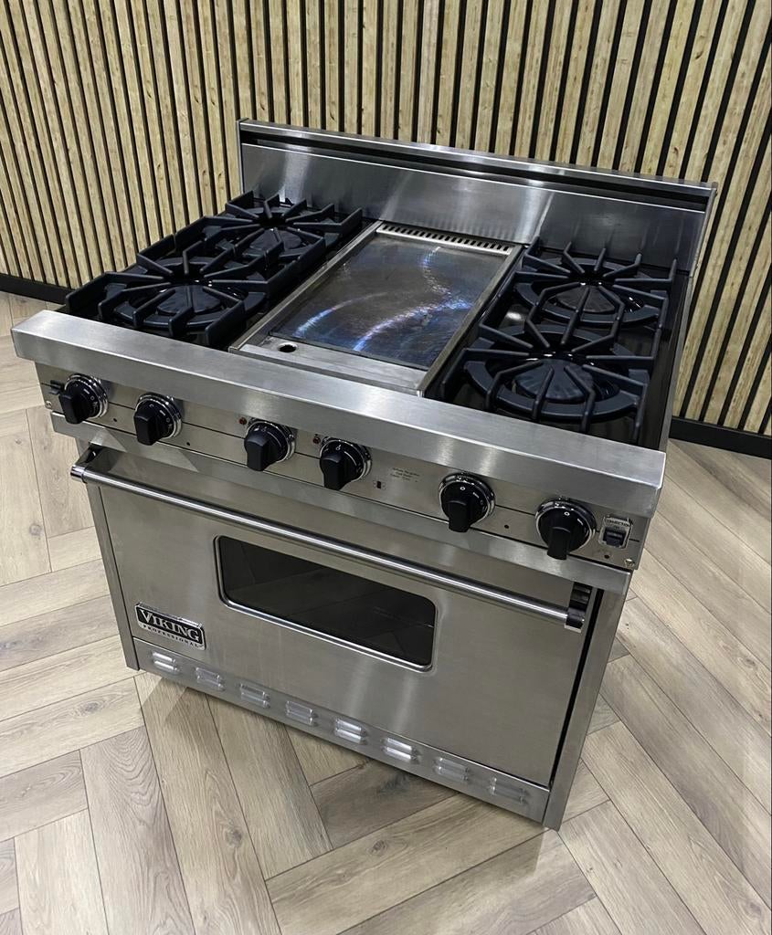 Prachtig Amerikaans Viking Fornuis 91CM Gas + Grillplaat, Elektronische apparatuur, Fornuizen, 60 cm of meer, 4 kookzones, Gas