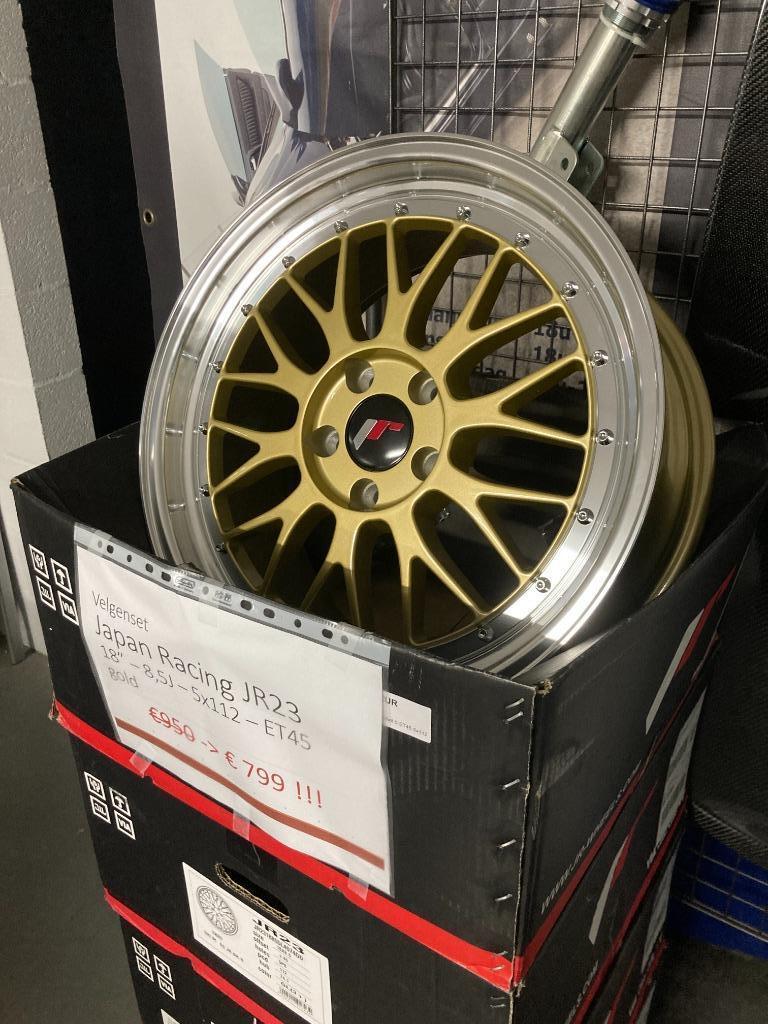 NIEUWE Velgenset JR23 18" 8,5J ET45 5x112 Gold, Auto-onderdelen, Banden en Velgen, Ophalen, Nieuw, Personenwagen, Velg(en)