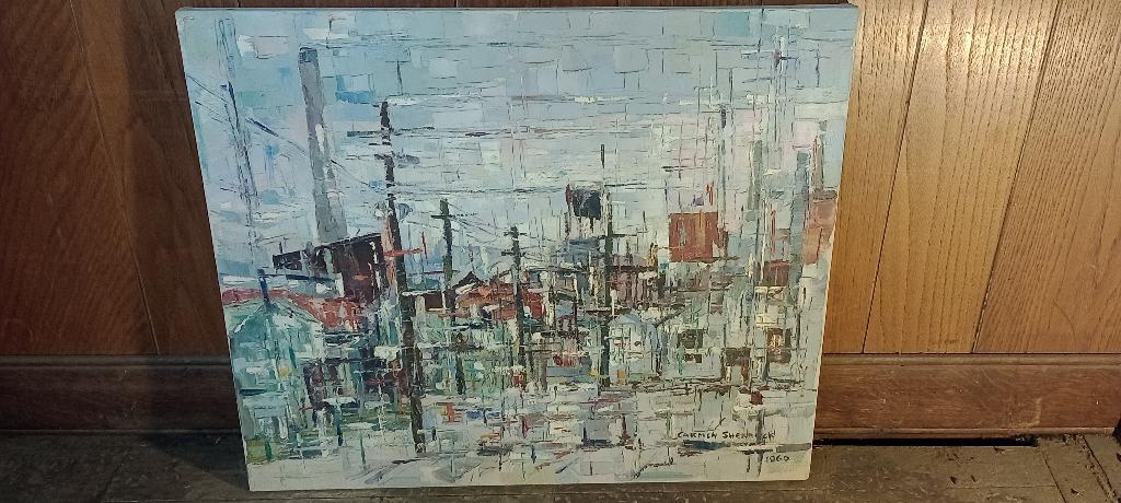 Peinture toile CARMEN SHERBECK,"Industriel",+ documents,n622, Antiquités & Art, Enlèvement