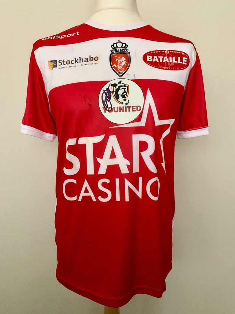 RE Mouscron 2019-2020 home Osabutey match worn maillot, Maat L, Ophalen of Verzenden, Gebruikt, Shirt