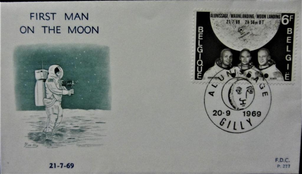 FIRST DAY COVER- THEMA RUIMTEVAART- MAANLANDING APOLLO 11, Met stempel, Ruimtevaart, Ophalen of Verzenden, Gestempeld
