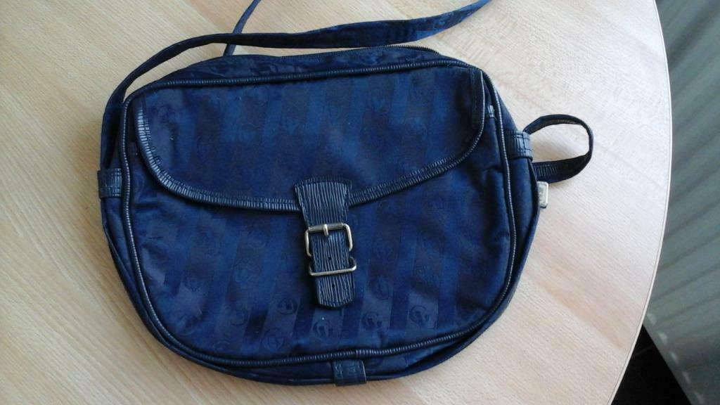 blauwe stoffen handtas 24x27 cm, Ophalen of Verzenden, Zo goed als nieuw, Blauw, Handtas