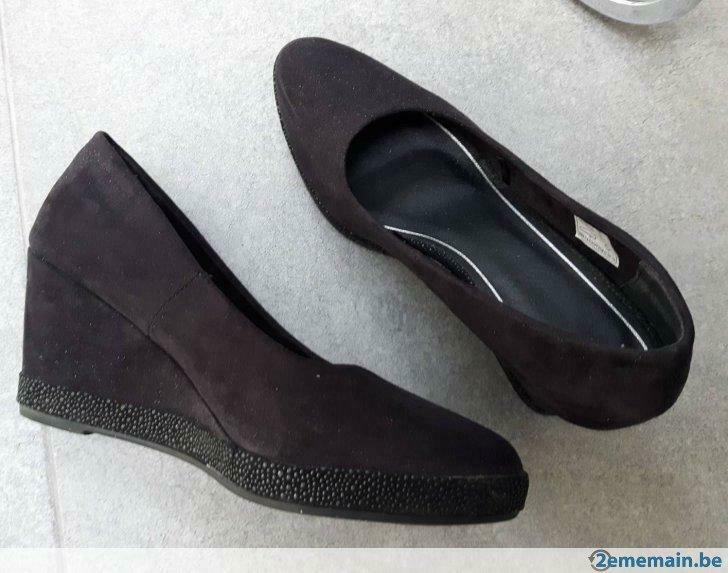 chaussure soir noir haut talon compensé paillettes 37, Enlèvement, Porté, Noir, Autres types