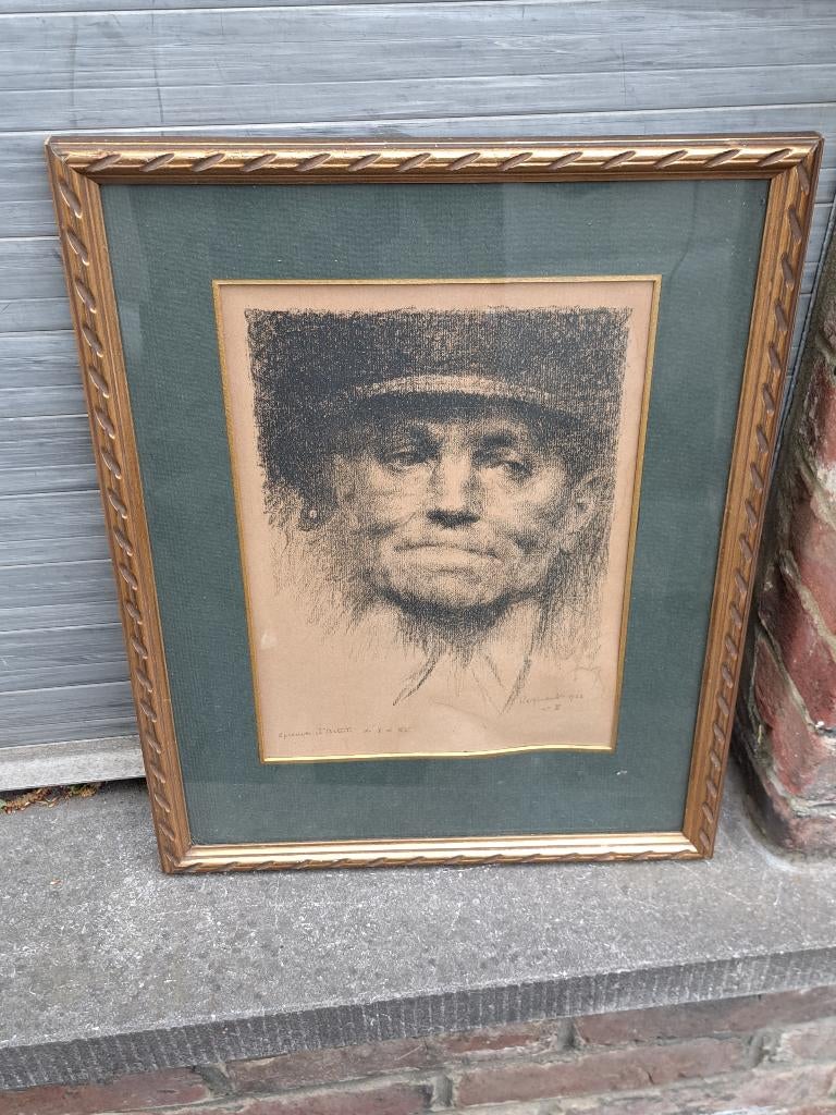 lithographie mineur signe victor regnart, Antiquités & Art, Enlèvement ou Envoi