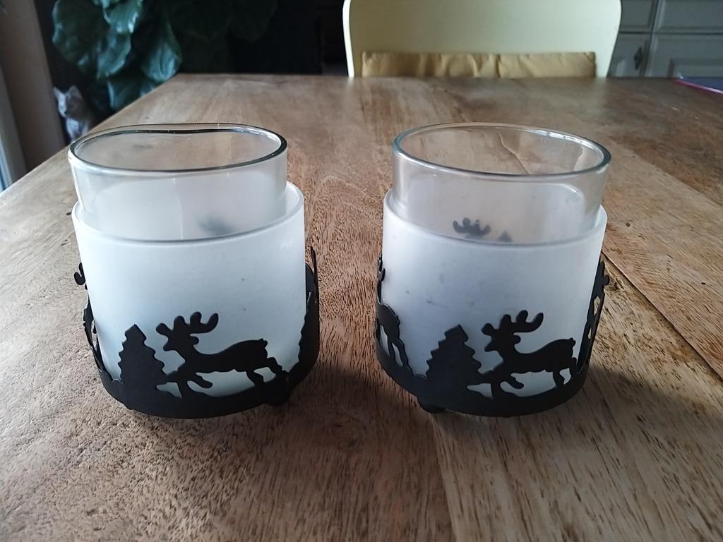 Kerst - theelichthouder metaal / glas, Ophalen of Verzenden, Zo goed als nieuw, Metaal