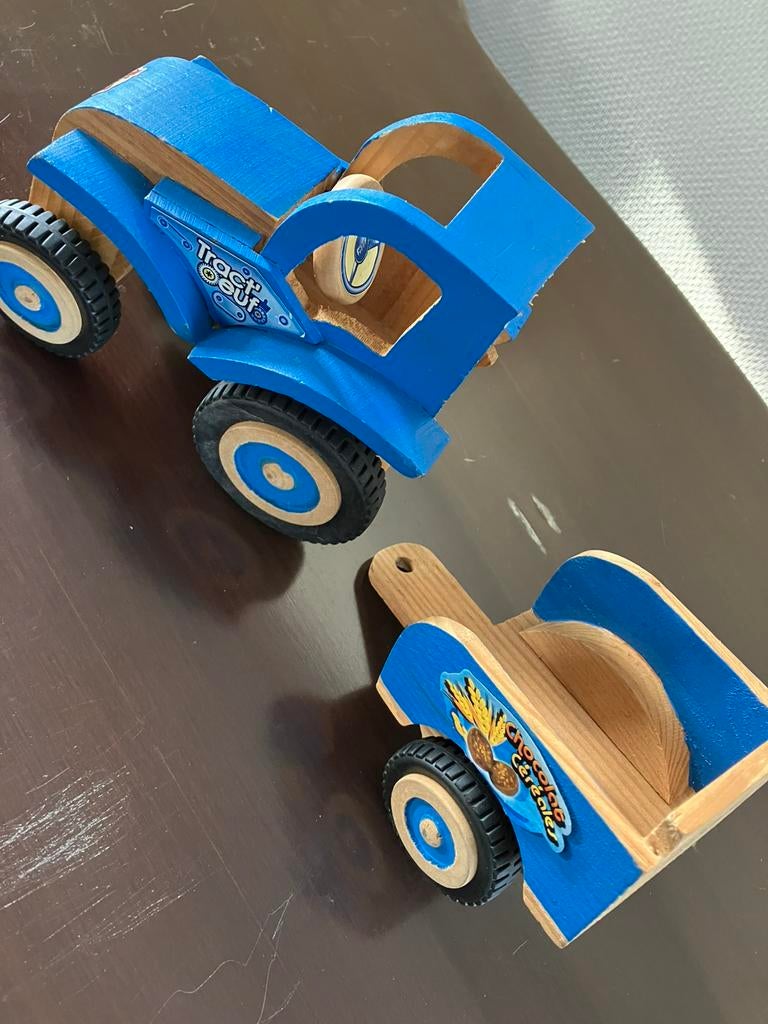 HOUTEN Tractor + kar., Ophalen of Verzenden, Zo goed als nieuw