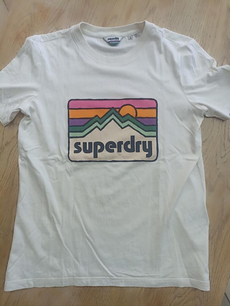 T-shirt imprimé écru Superdry taille 36, Superdry, Enlèvement ou Envoi, Comme neuf, Taille 36 (S)