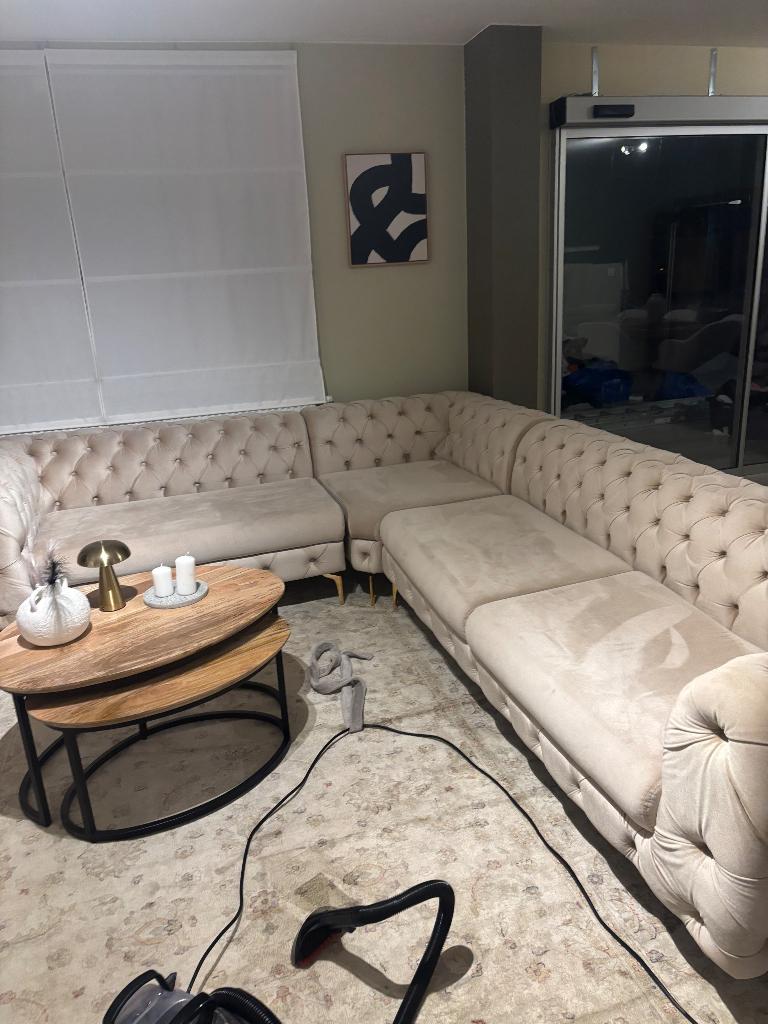 Canapé d’angle en velours, 75 à 100 cm, Banc d'angle, Quatre personnes ou plus, Comme neuf