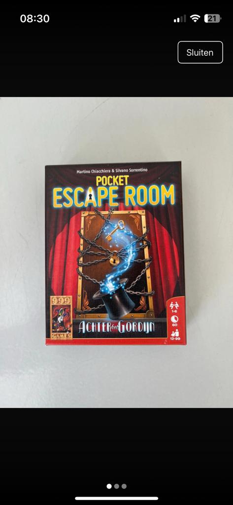 Pocket escape room, Hobby en Vrije tijd, Ophalen of Verzenden, Zo goed als nieuw