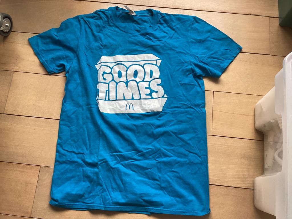 T-shirt McDonald’s (K1/2), Ophalen of Verzenden, Gedragen, Maat 48/50 (M), Blauw