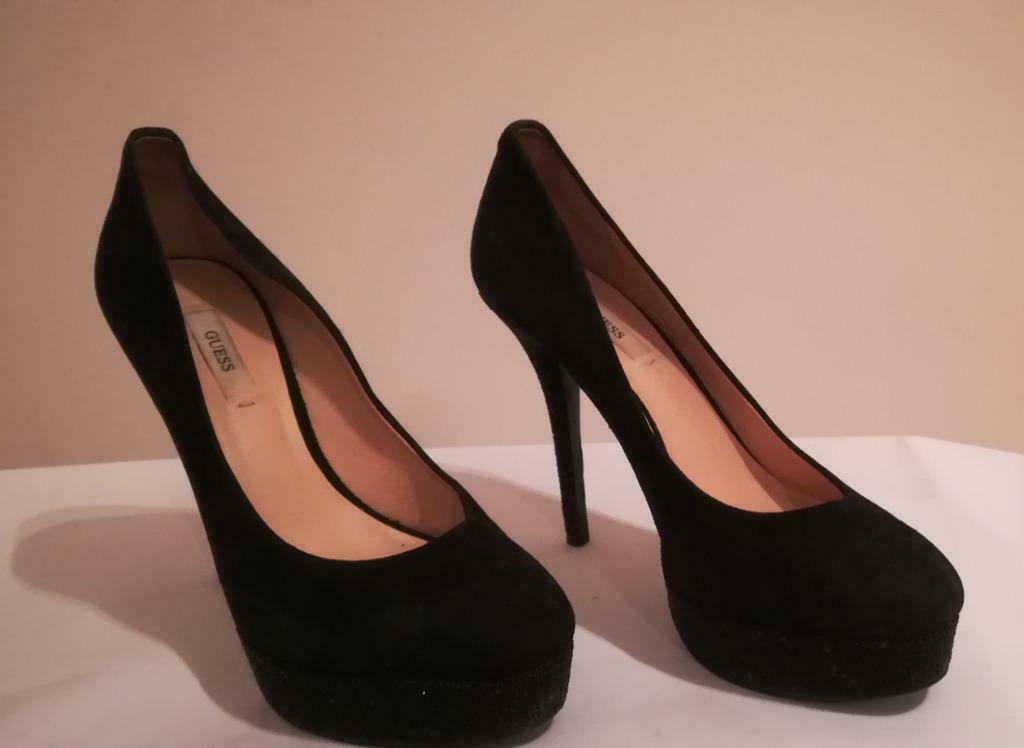 86A* GUESS sexy escarpins noirs cuir (p 40), Guess, Escarpins, Porté, Noir