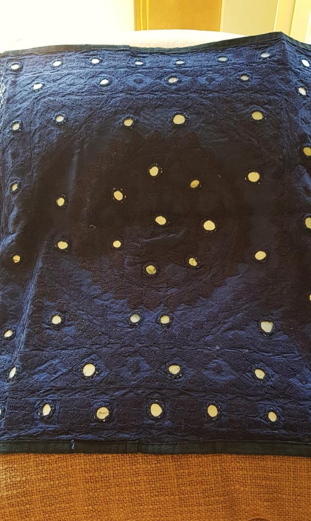 Coussin décoratif Inde du Sud fait main, Enlèvement ou Envoi, Neuf, Bleu, Carré