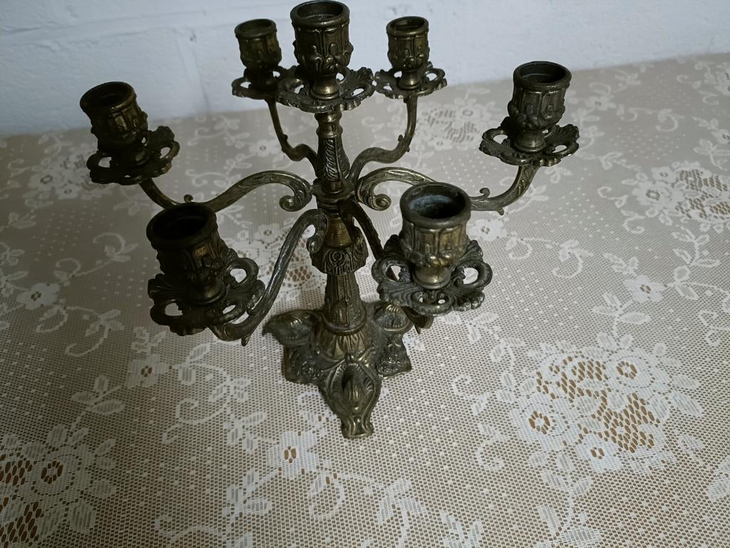 Chandelier ancien en bronze, vintage pour 7 bougies, Enlèvement, Bronze