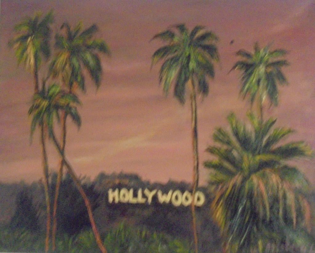 Peinture à l'huile Hollywood (40x50cm), Enlèvement ou Envoi
