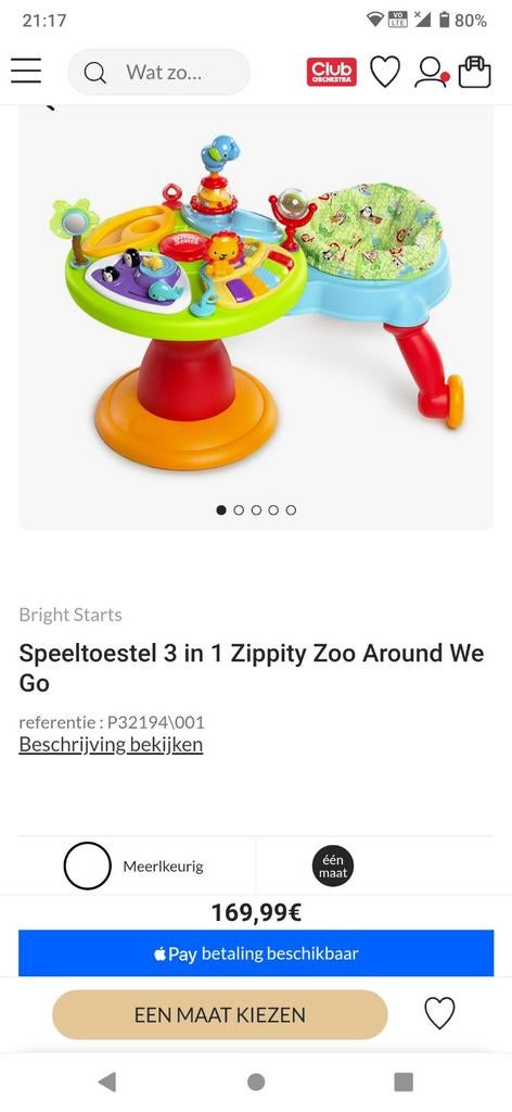 Zippedy zoo kindergym met muziek en draaistoel, Kinderen en Baby's, Ophalen, Zo goed als nieuw, Babygym, Met geluid