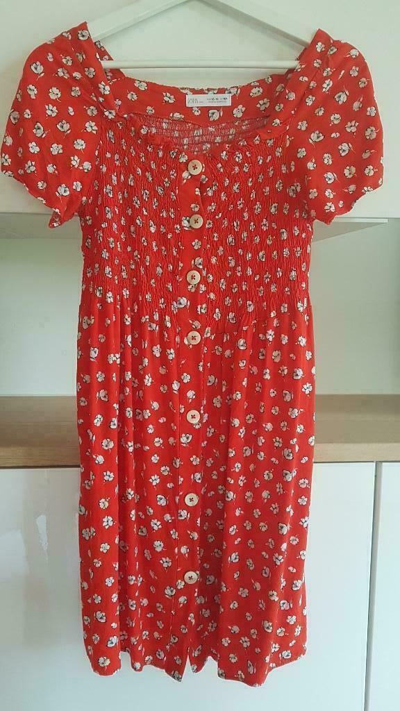 Rood 'bloemenkleedje' (maat: 164 of 13/14j), Kinderen en Baby's, Kinderkleding | Maat 164, Zo goed als nieuw, Meisje, Jurk of Rok