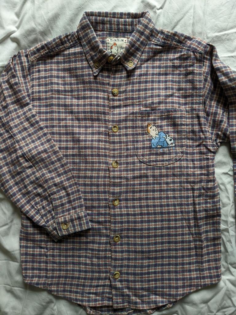 Hemd Tintin (Kuifje) 8 jaar, flanelkatoen, Kinderen en Baby's, Ophalen of Verzenden, Tintin, Overhemd of Blouse