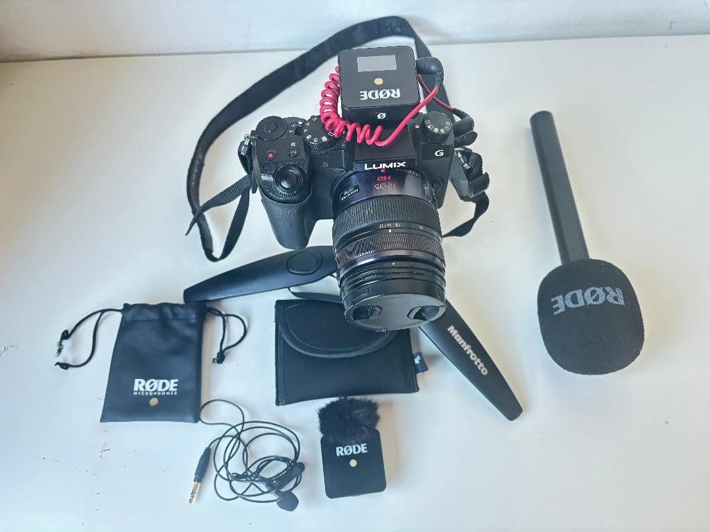 Panasonic G7 + lumix 12-35 + RØDE sans fil + micro interview, Enlèvement ou Envoi, Utilisé