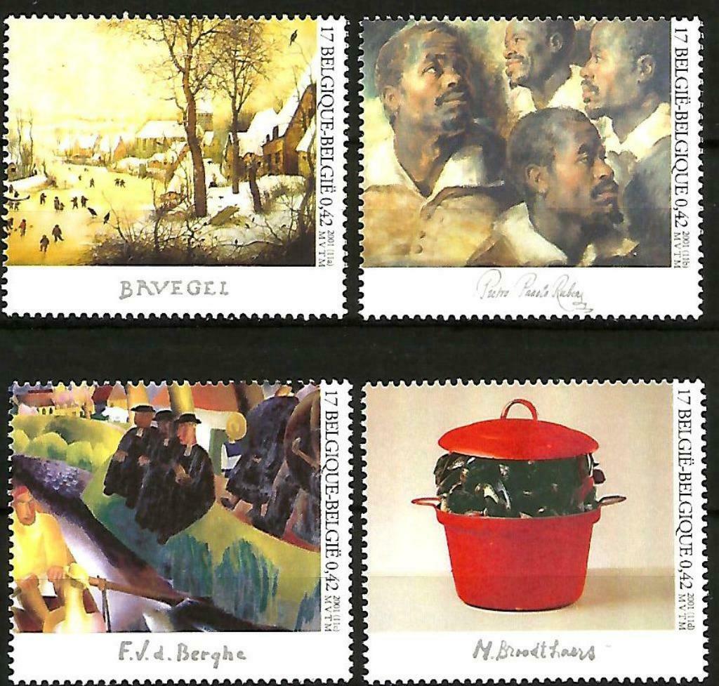 België 2001 Zegels uit boekje 37 OBP 3004/7**, Postzegels en Munten, Orginele gom, Kunst, Ophalen of Verzenden, Zonder stempel