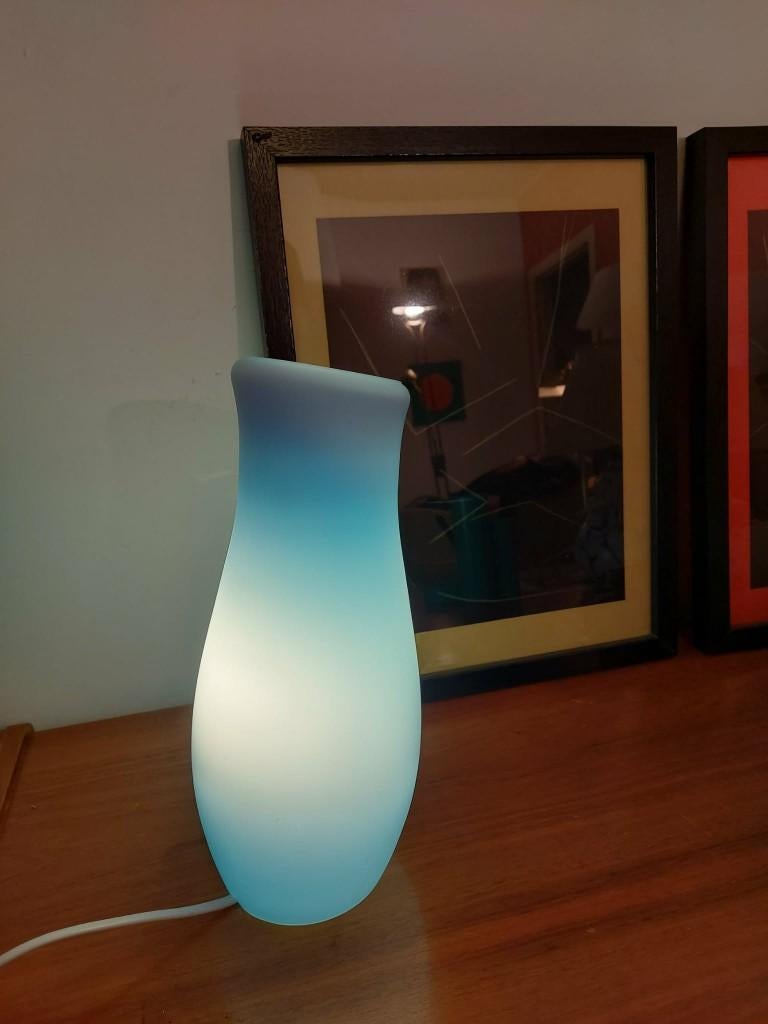 Vintage blauwe Ikea Mylonit lamp, 1990s, Huis en Inrichting, Ophalen of Verzenden, Gebruikt, Glas, Modern
