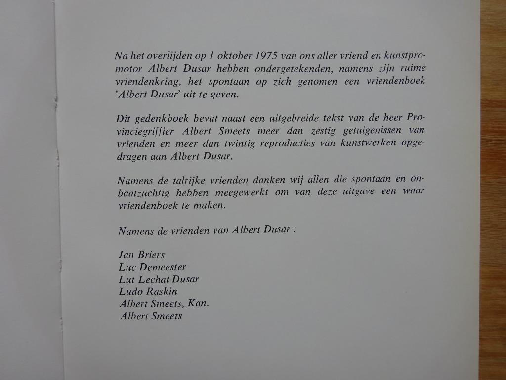Albert Dusar, 1919-1975, vriendenboek, 1976 Lannoo, Enlèvement ou Envoi, Utilisé, Peinture et dessin
