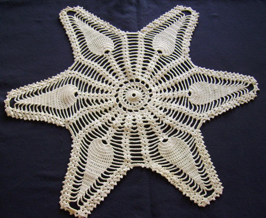 Napperon  crocheté mains, coton beige, étoile de mer, pas em, Enlèvement ou Envoi, Comme neuf, Crochet, Laine ou Fils