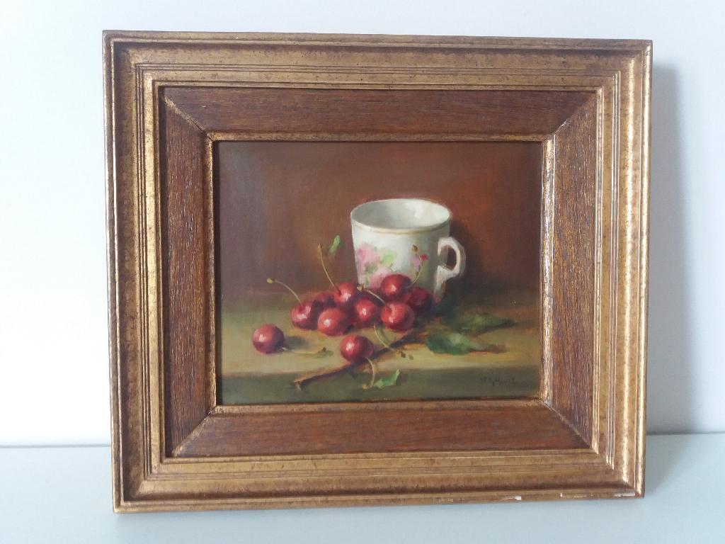 Stilleven met kersen – Raymond van Hoeck, Antiek en Kunst, Ophalen