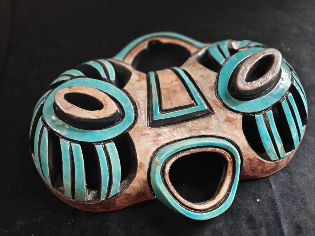 Uniek vintage en handgemaakt keramisch masker, Ophalen of Verzenden