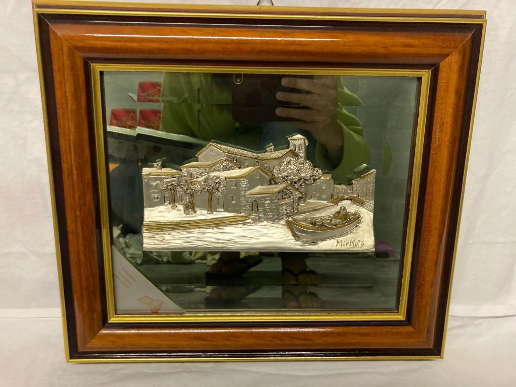 Schilderij met spiegel, Ophalen of Verzenden