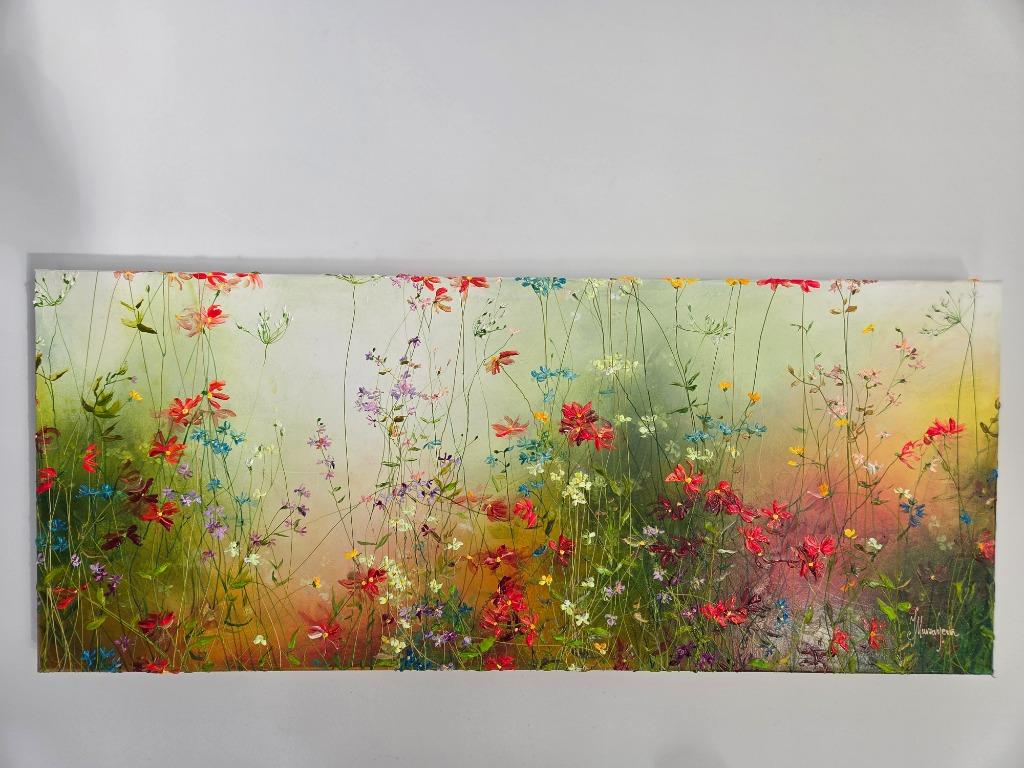 Origineel Werk Yulia Muravyeva op Doek 50x120cm, Antiquités & Art, Art | Peinture | Moderne, Enlèvement, Peinture acrylique