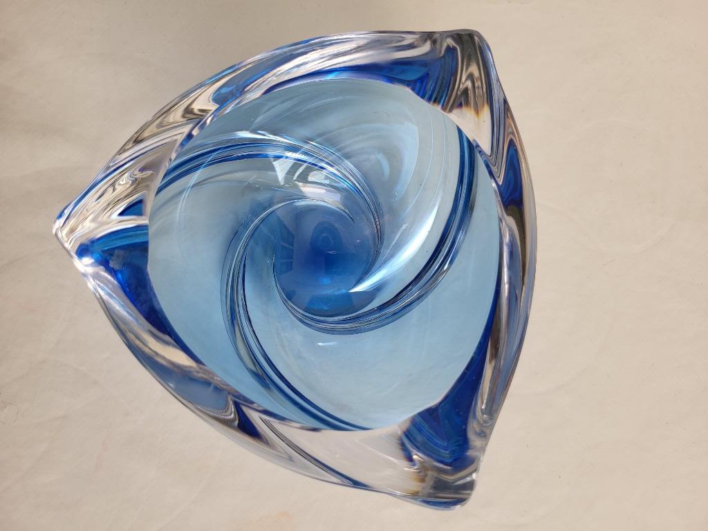 Asbak kristal Val Saint Lambert blauw, Antiek en Kunst, Ophalen