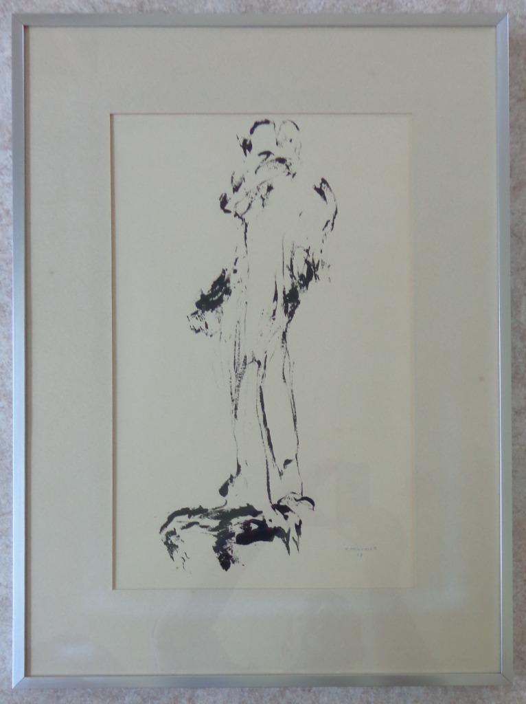 FRANS MINNAERT / FIGUUR / ORIGINEEL WERK / 58x43cm / KADER, Enlèvement ou Envoi
