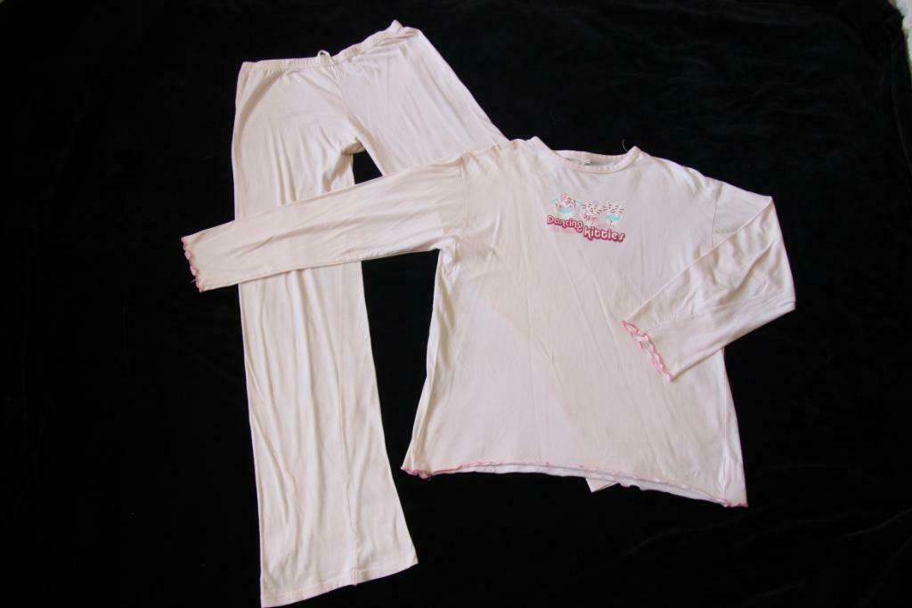 Pyjama fille rose avec inscription 'Dancing Kitties', 15 ans, Comme neuf, Vêtements de nuit ou Sous-vêtements, Fille, XX
