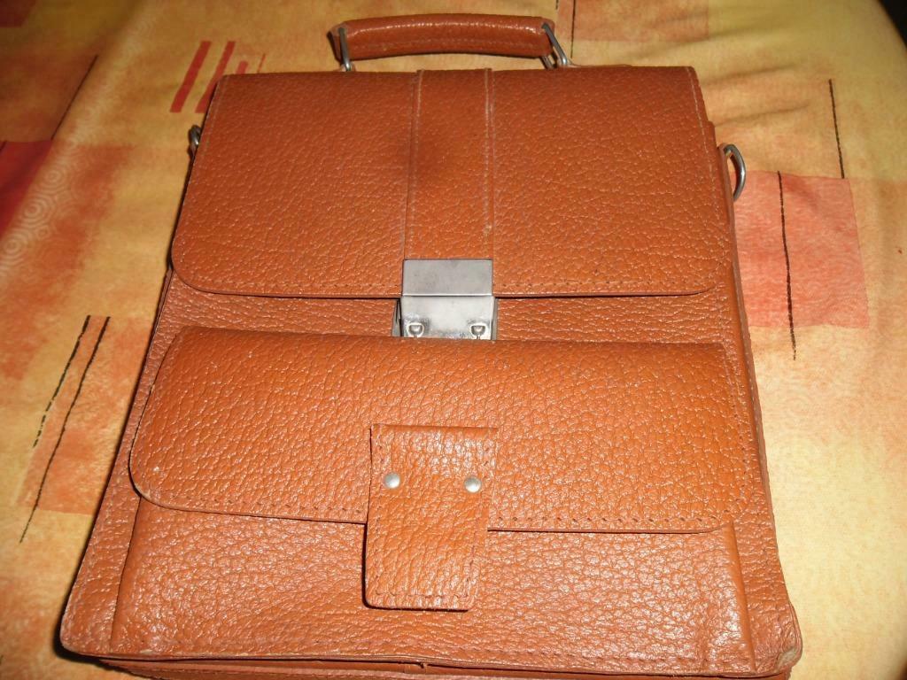 vintage boekentas retro en in leder, Ophalen, Bruin, Aktetas of Boekentas, Zo goed als nieuw