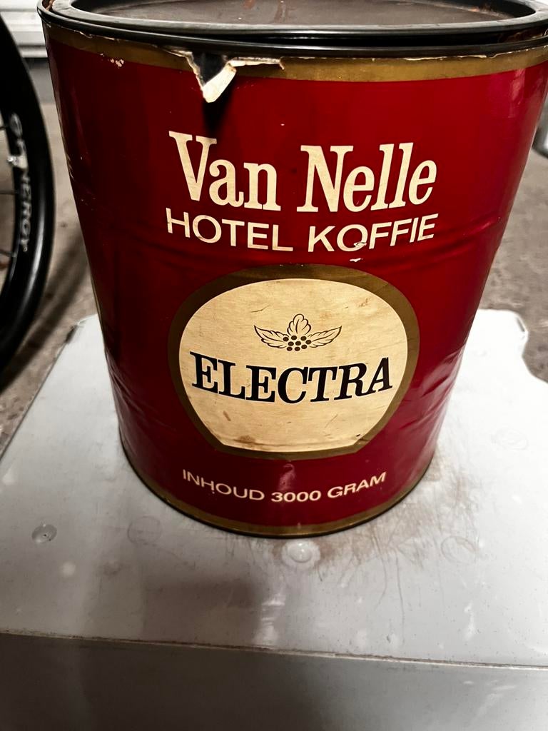 Oude blikken doos voor koffie, Verzamelen, Ophalen, Gebruikt, Koffie, Van Nelle