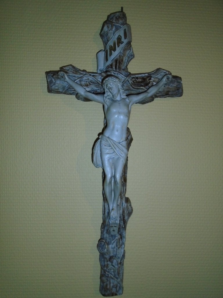 Kruis met jezus Christus in gips., Verzamelen, Ophalen of Verzenden, Gebruikt, Christendom | Katholiek