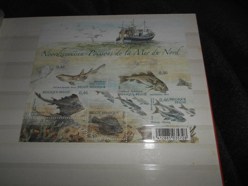 Feuillet de 5 timbre Belge "les poissons de la mer du nord, Timbres & Monnaies, Enlèvement ou Envoi
