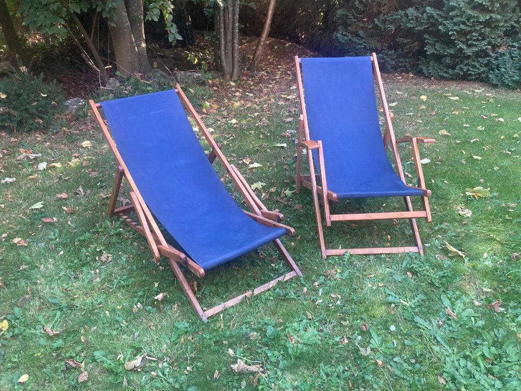Vintage ligzetels, Tuin en Terras, Ophalen, Gebruikt, Inklapbaar