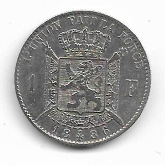 Belgique : 1 franc 1886 FR contre 1866 FR-argent=morin 177 A, Monnaie en vrac, Argent, Argent, Envoi