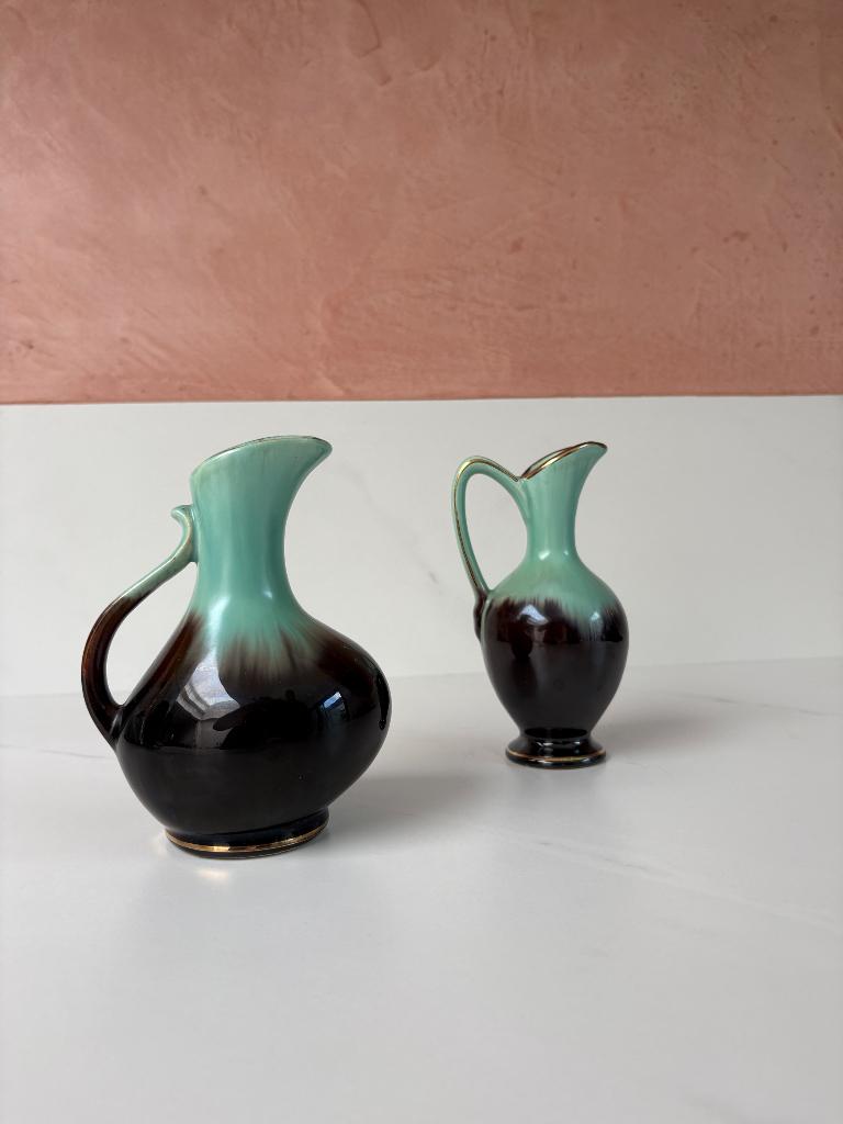 Germany set van twee vaasjes, fat-lava stijl, drip glaze, Antiek en Kunst, Ophalen