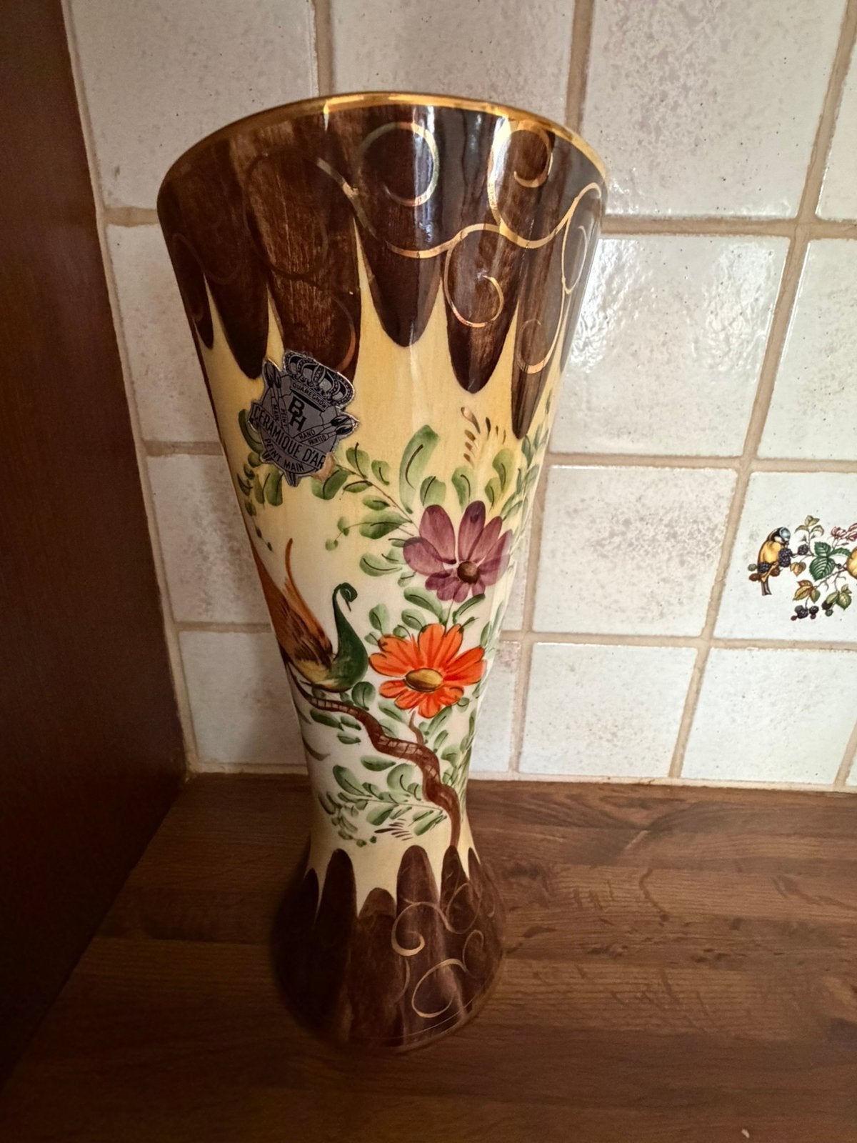 Vintage H. Bequet vaas – Belgisch handbeschilderde keramiek, Antiquités & Art, Antiquités | Vases, Enlèvement