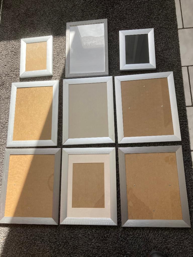 9 zilverkleurige fotolijsten., Ophalen, Zo goed als nieuw, Minder dan 50 cm, Oorspronkelijke maker